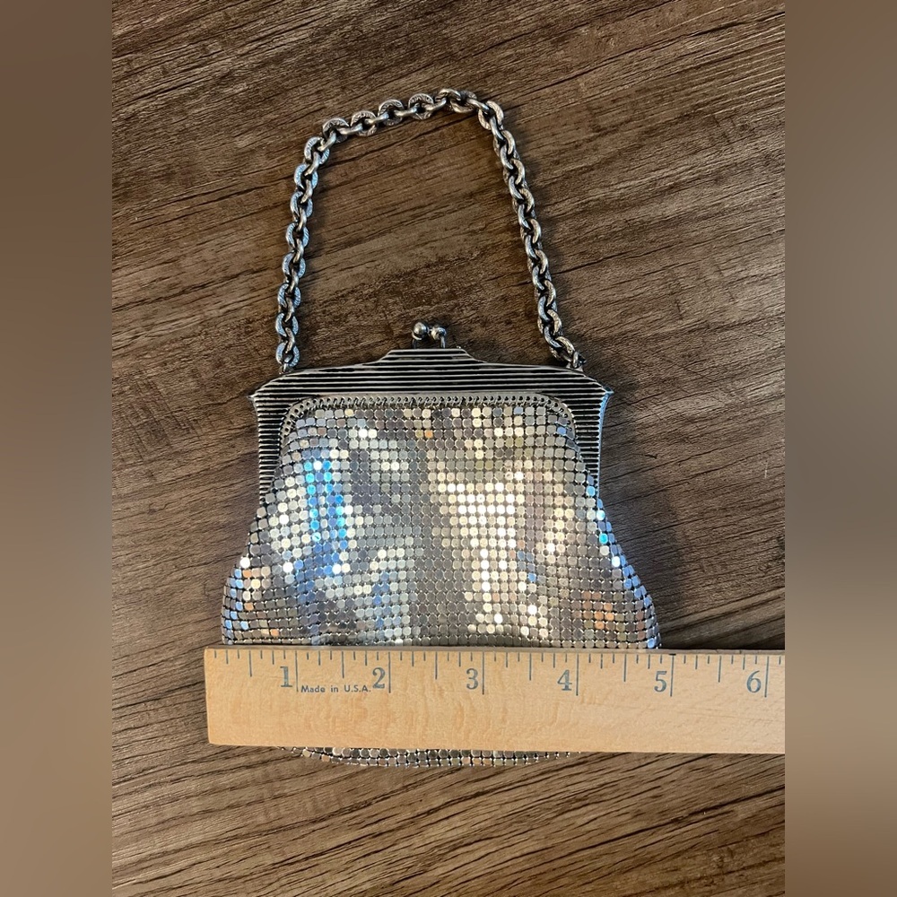 Whiting and Davis Chain Mesh Purse Vintage Silver Small 40’s Castle Core - Picture 6 of 8